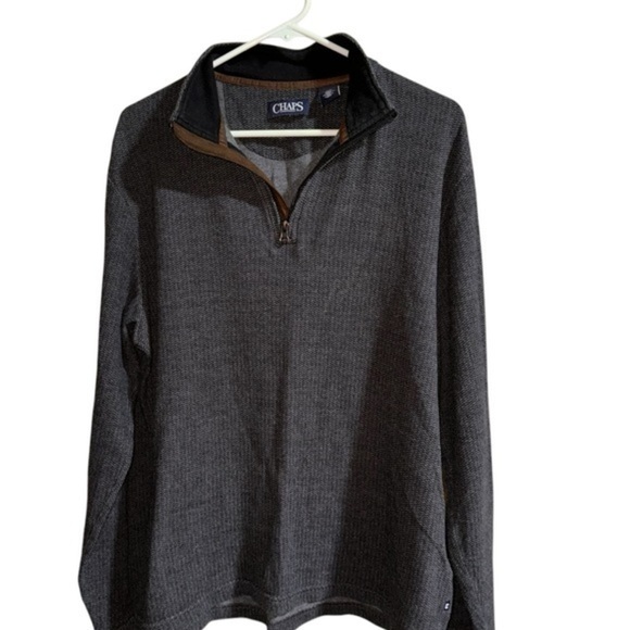 Chaps Sweater EUC Mens size L‎ /G black white Chevron pattern Long Sleeve - Picture 1 of 9
